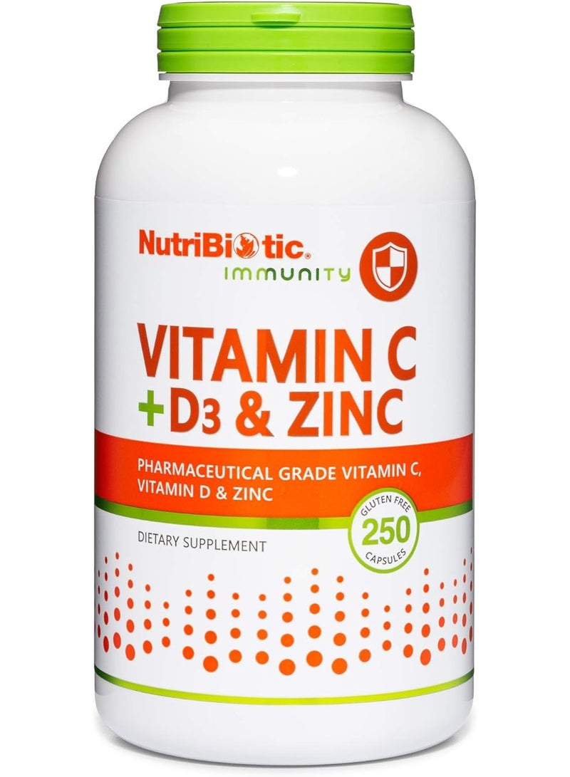 نيوتريبايوتك نيوتري بيوتيك، لتقوية المناعة، يحتوي على فيتامين ج + د3 والزنك، 250 كبسولة - Image 1